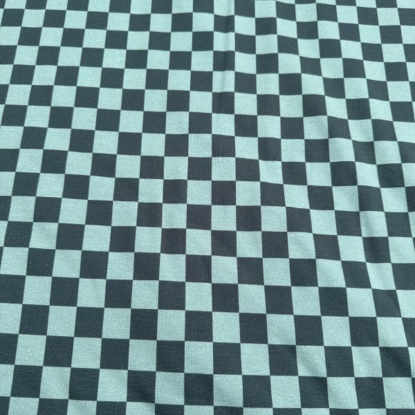 Blokjes groen frenchterry