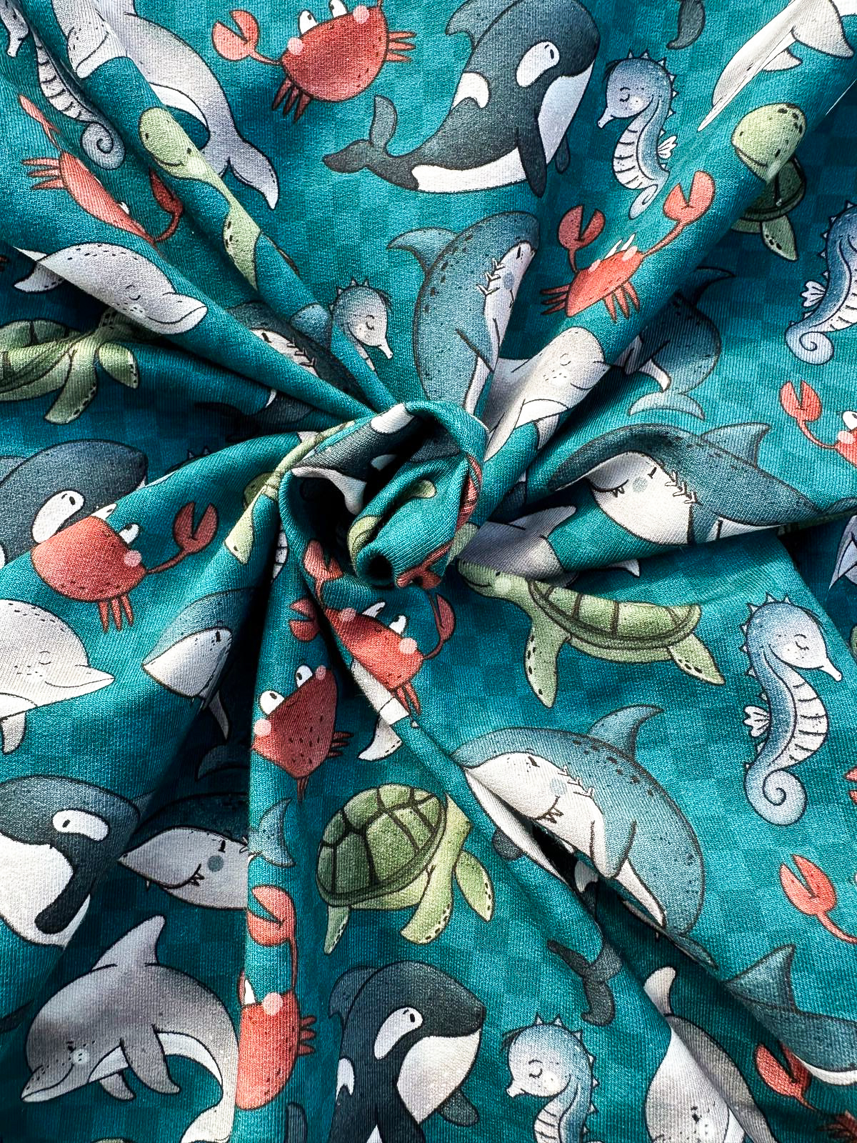 Zee dieren op frenchterry - Afbeelding 2