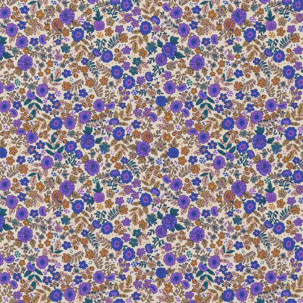 Purple flowerfield katoen