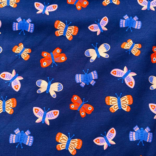 Vrolijke vlinders donkerblauw jersey
