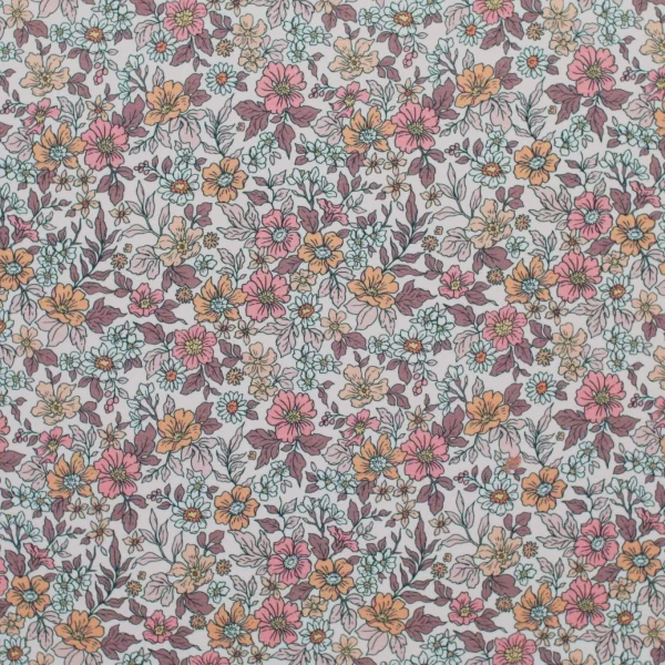 Jersey Vintage bloemen mauve