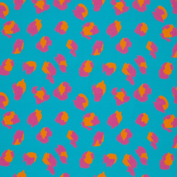 Katoenen jersey panter blauw roze