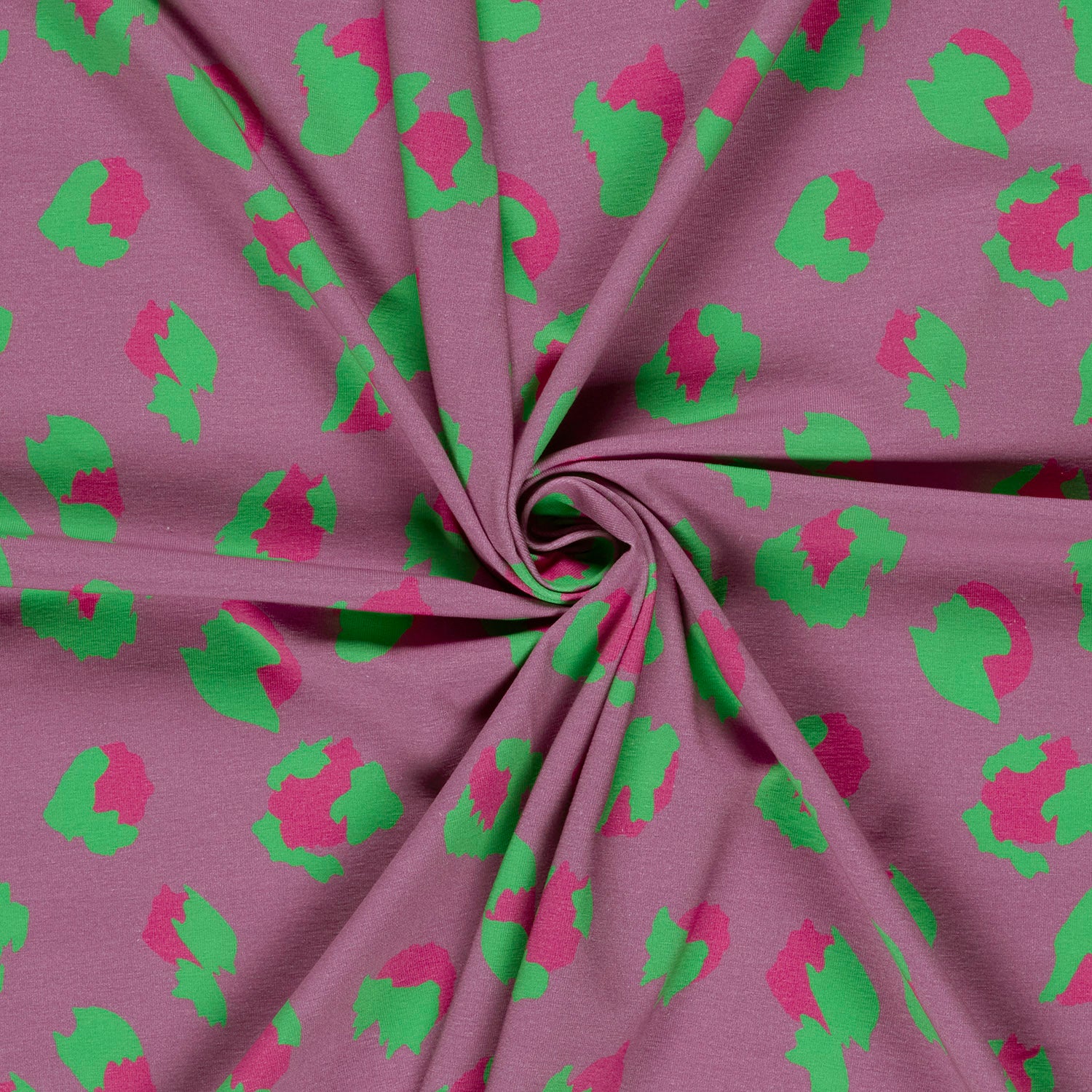 Katoenen jersey panter paars met groen roze - Afbeelding 2