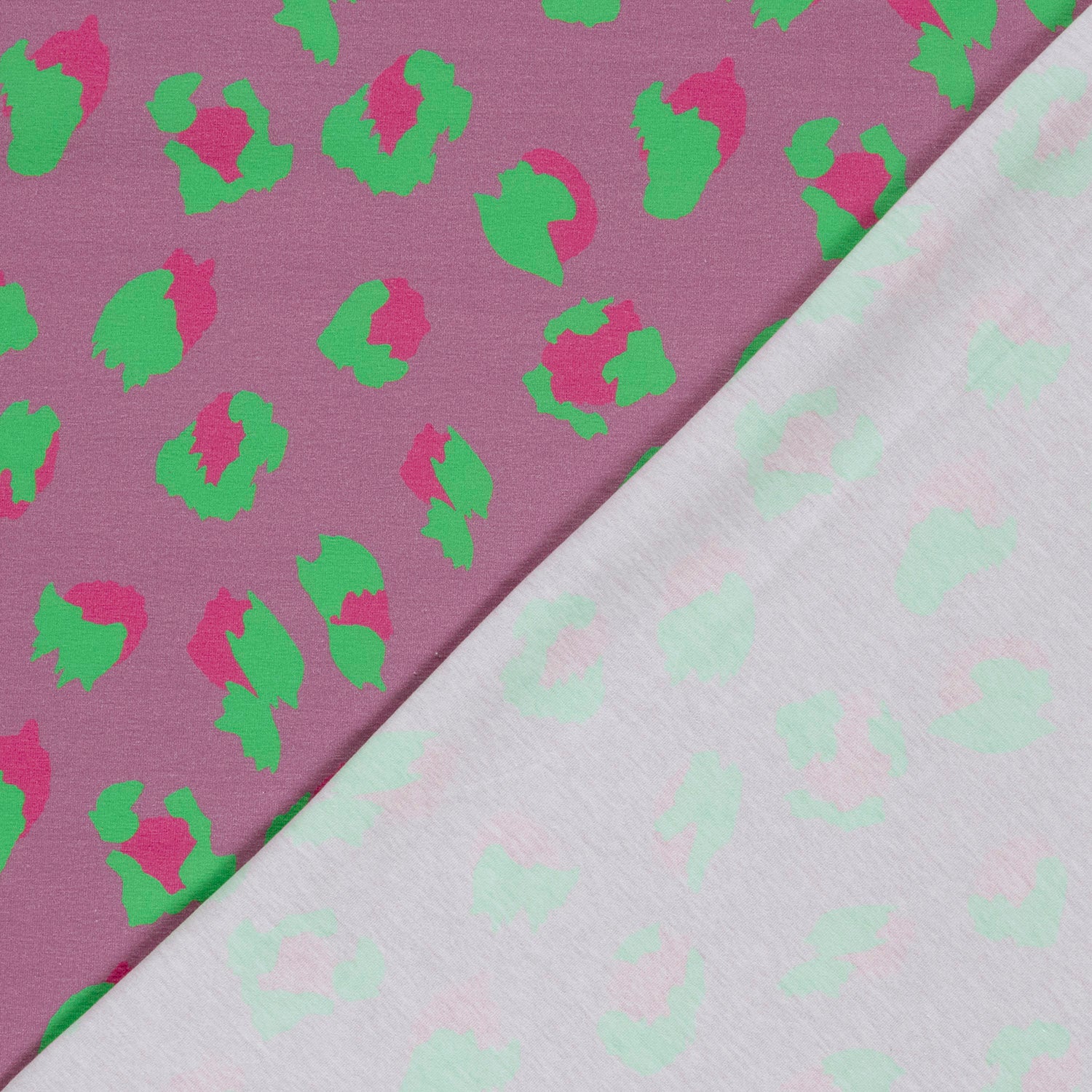 Katoenen jersey panter paars met groen roze - Afbeelding 3