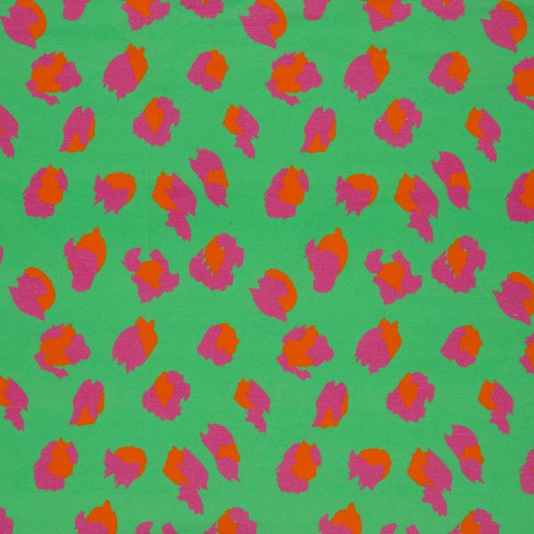 Katoenen jersey panter groen roze