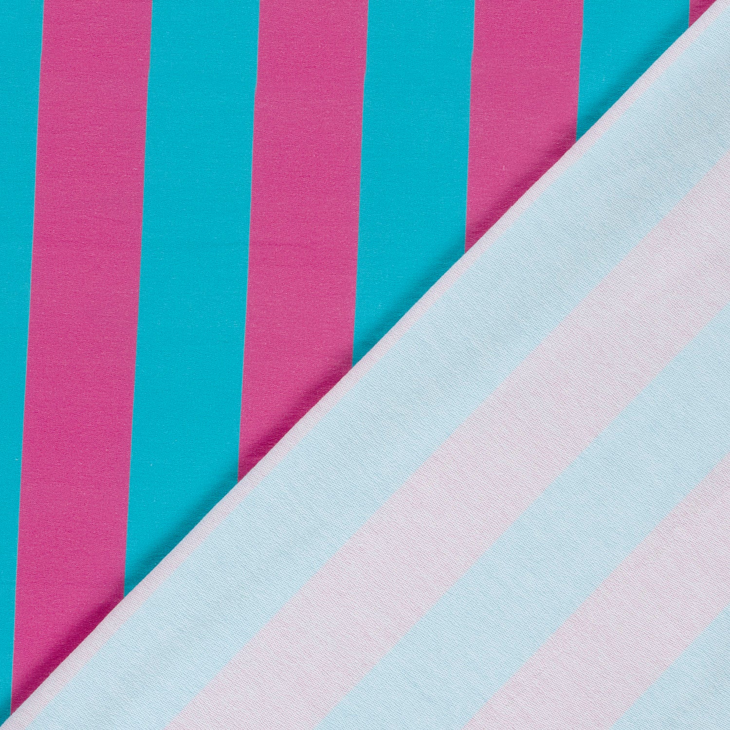 Frenchterry strepen blauw roze - Afbeelding 3