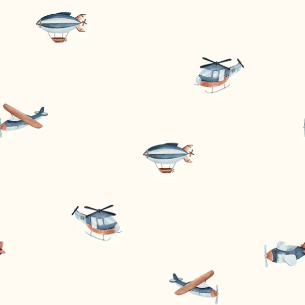 Katoenen jersey vliegtuig en luchtballon