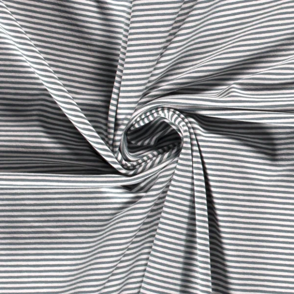 Katoenen jersey yarn dyed strepen staalblauw