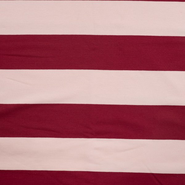 Frenchterry stripes wijnrood zachtroze