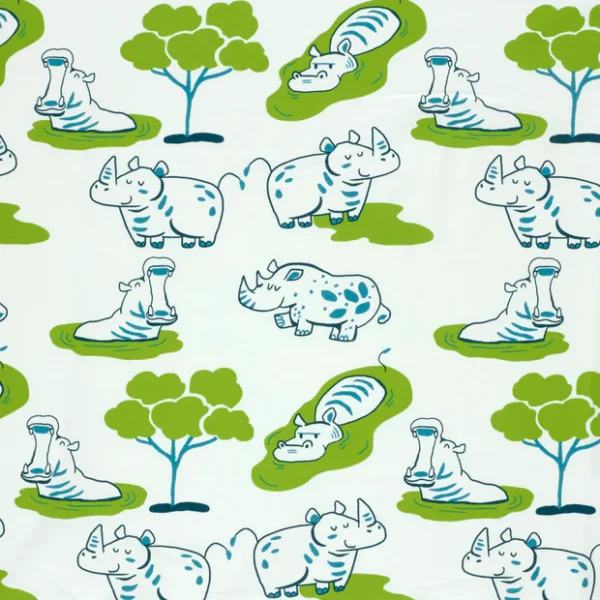 Katoenen jersey Safari Rhino Fun