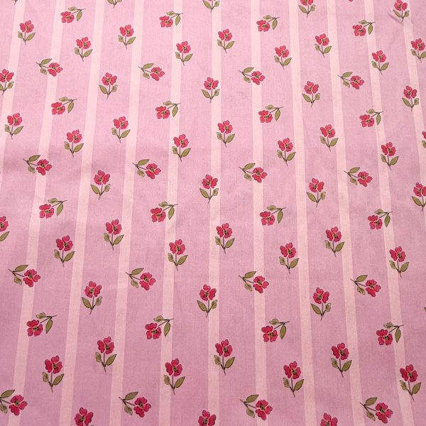 Katoen cottage core striped flowers