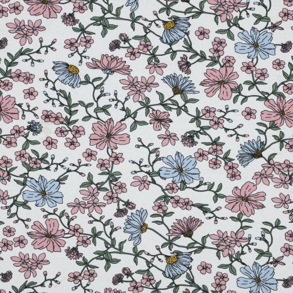 Katoenen jersey ecru bloesem garden