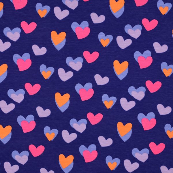 Leuke hartjes katoenen jersey blauw