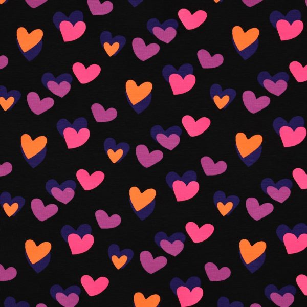 Leuke hartjes katoenen jersey zwart