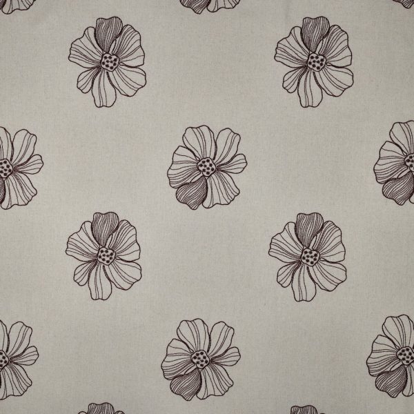 Linnen viscose geborduurde bloemen naturel