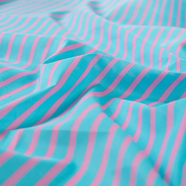 Katoen blauw roze strepen