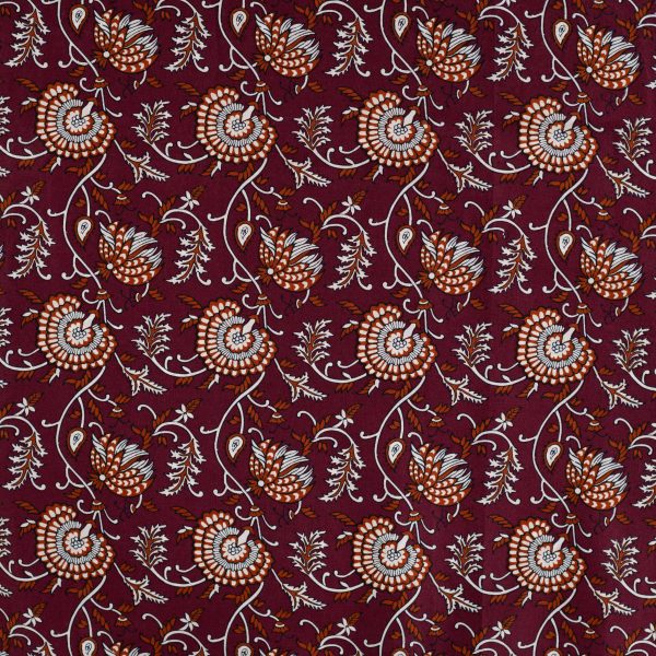 Katoen paisley bloemen bordeaux
