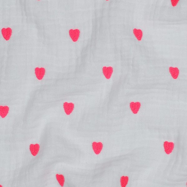 Hydrofiel Geborduurde Hartjes Wit/Roze