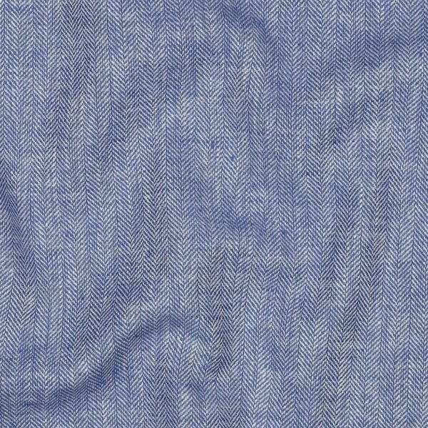 Linnen katoen visgraat blauw