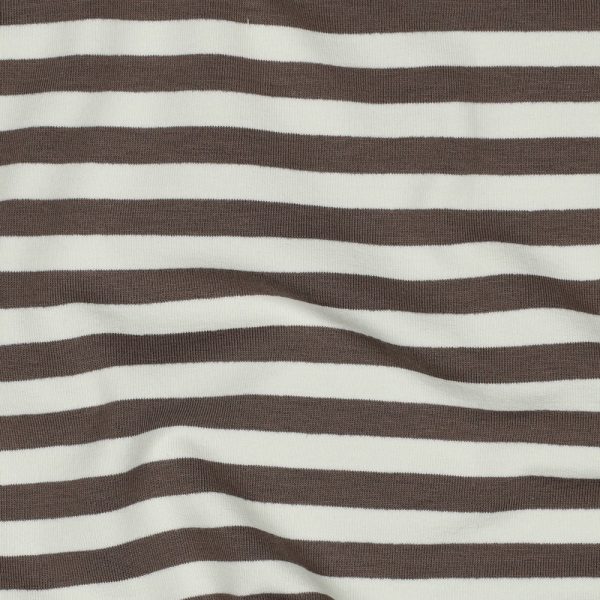 Frenchterry Strepen Taupe/Wit