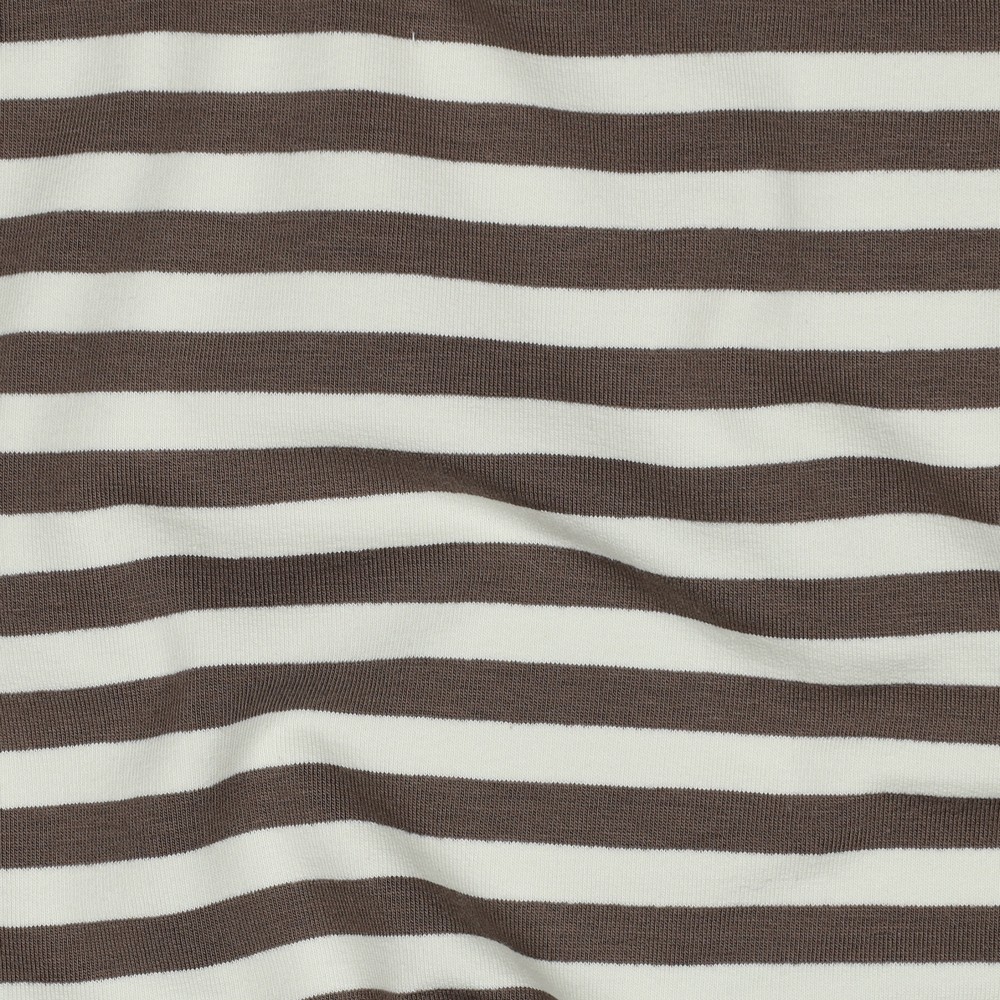 Frenchterry Strepen Taupe/Wit