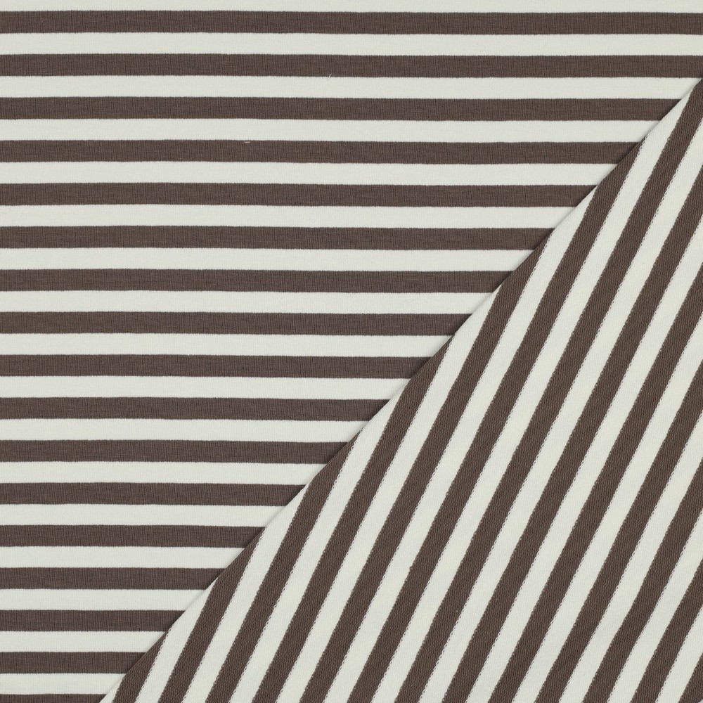 Frenchterry Strepen Taupe/Wit Afbeelding 3