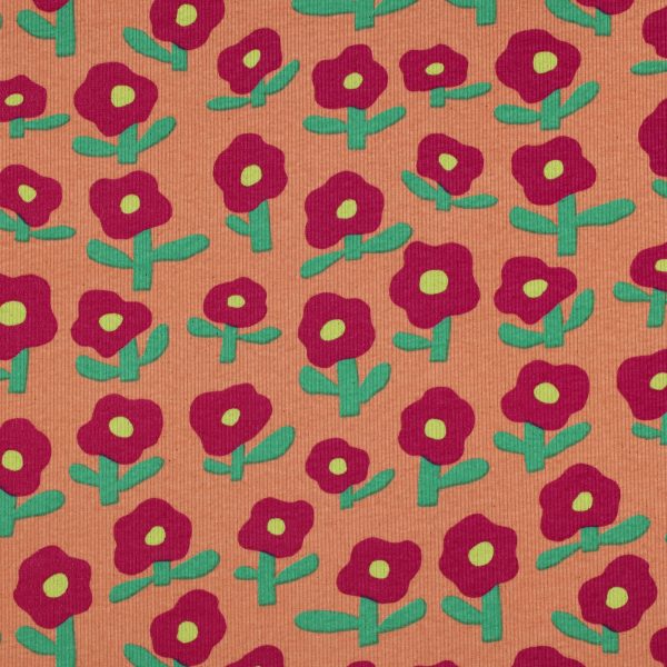 Jennifer Bouron Ribjersey Bloemenprint Roze/Perzik