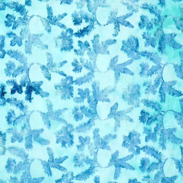 Tie Dye Broderie Katoen – Turquoise Blue Palms