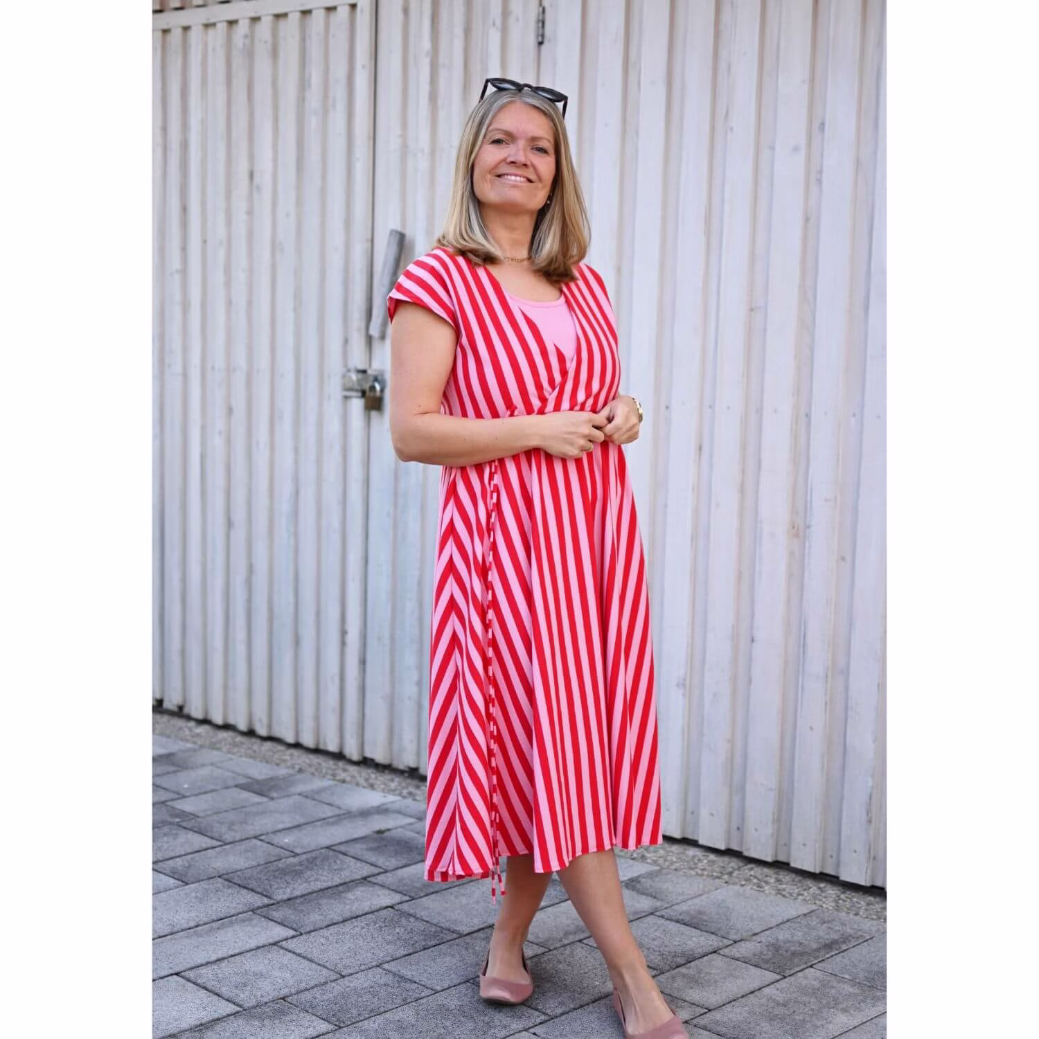 Bio Jersey Strepen Rood Roze Afbeelding 3
