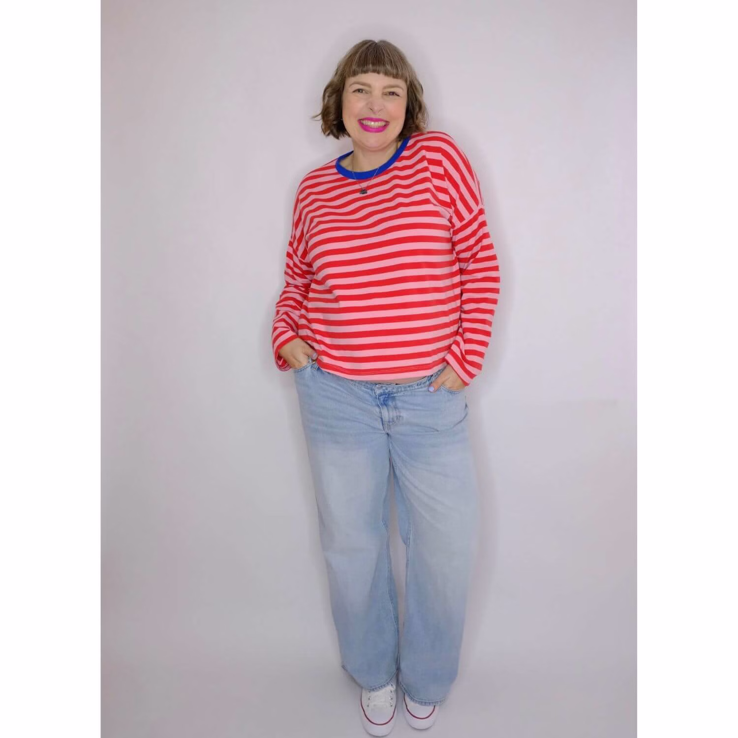 Bio Jersey Strepen Rood Roze Afbeelding 4