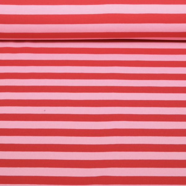 Bio Jersey Strepen Rood Roze