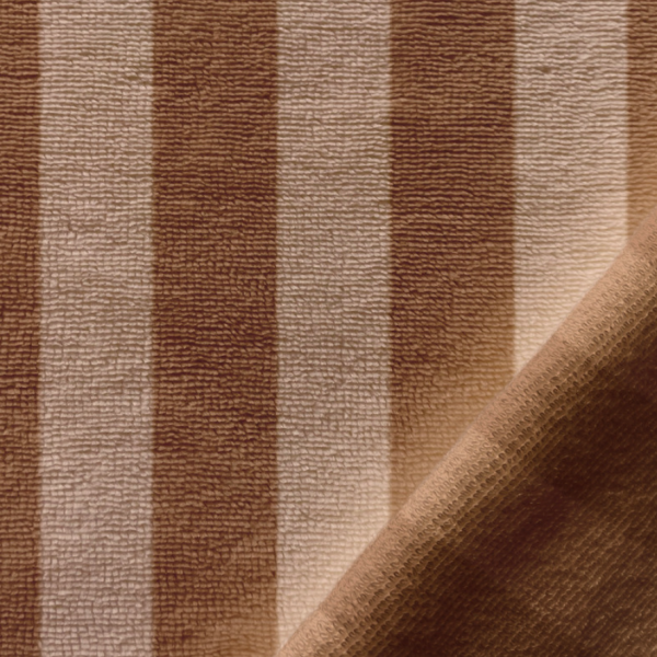 Badstof bruin met beige strepen