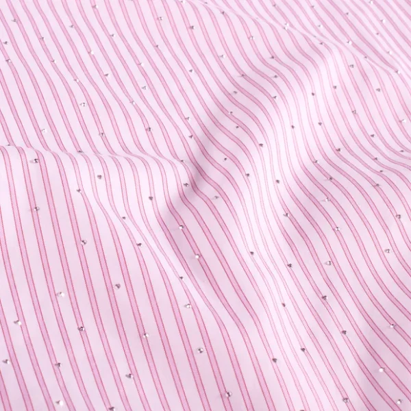 Yarn Dyed Katoen Double Stripe Sparkle Pink