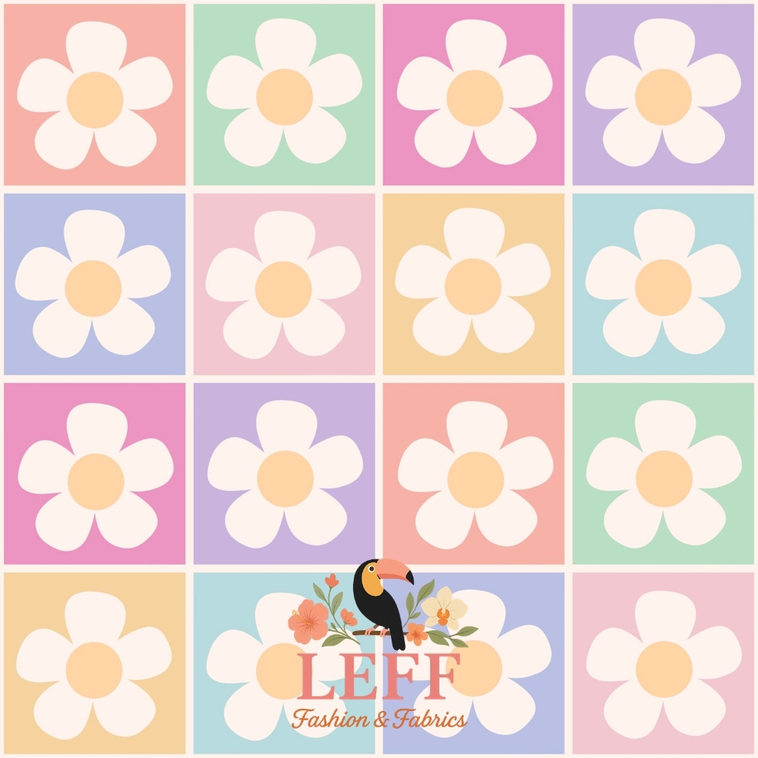 Leff's Retro Daisy Blocks Frenchterry