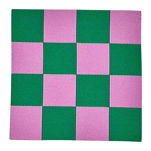 Groen roze vakjes label Loop&label