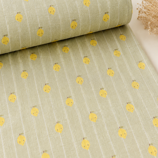Rekbare badstof Lemon Stripe