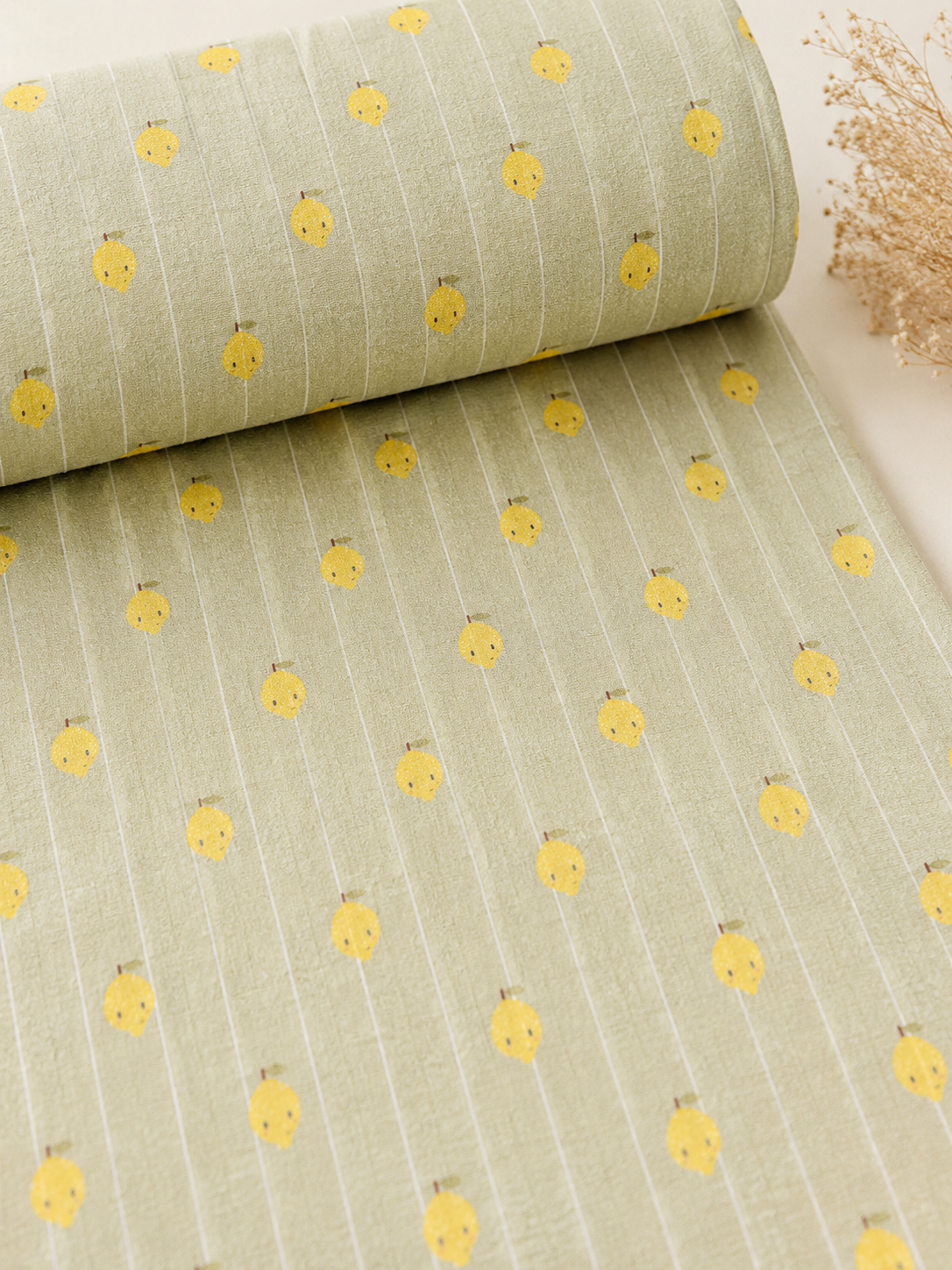 Rekbare badstof Lemon Stripe