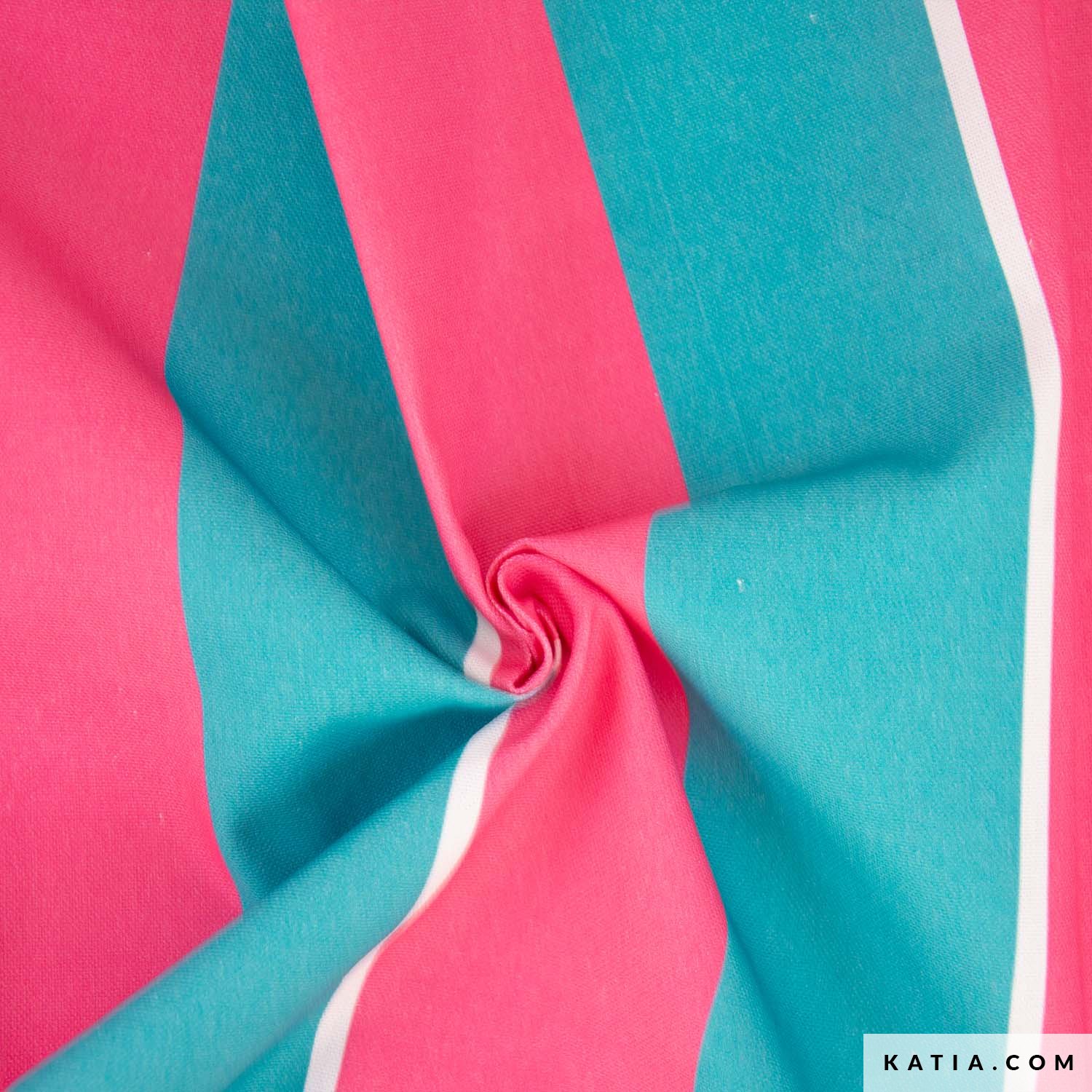 Canvas Turquoise & Fuschia strepen Afbeelding 2