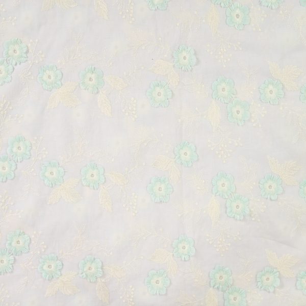 Katoenen Embroidery Bloemen Mint