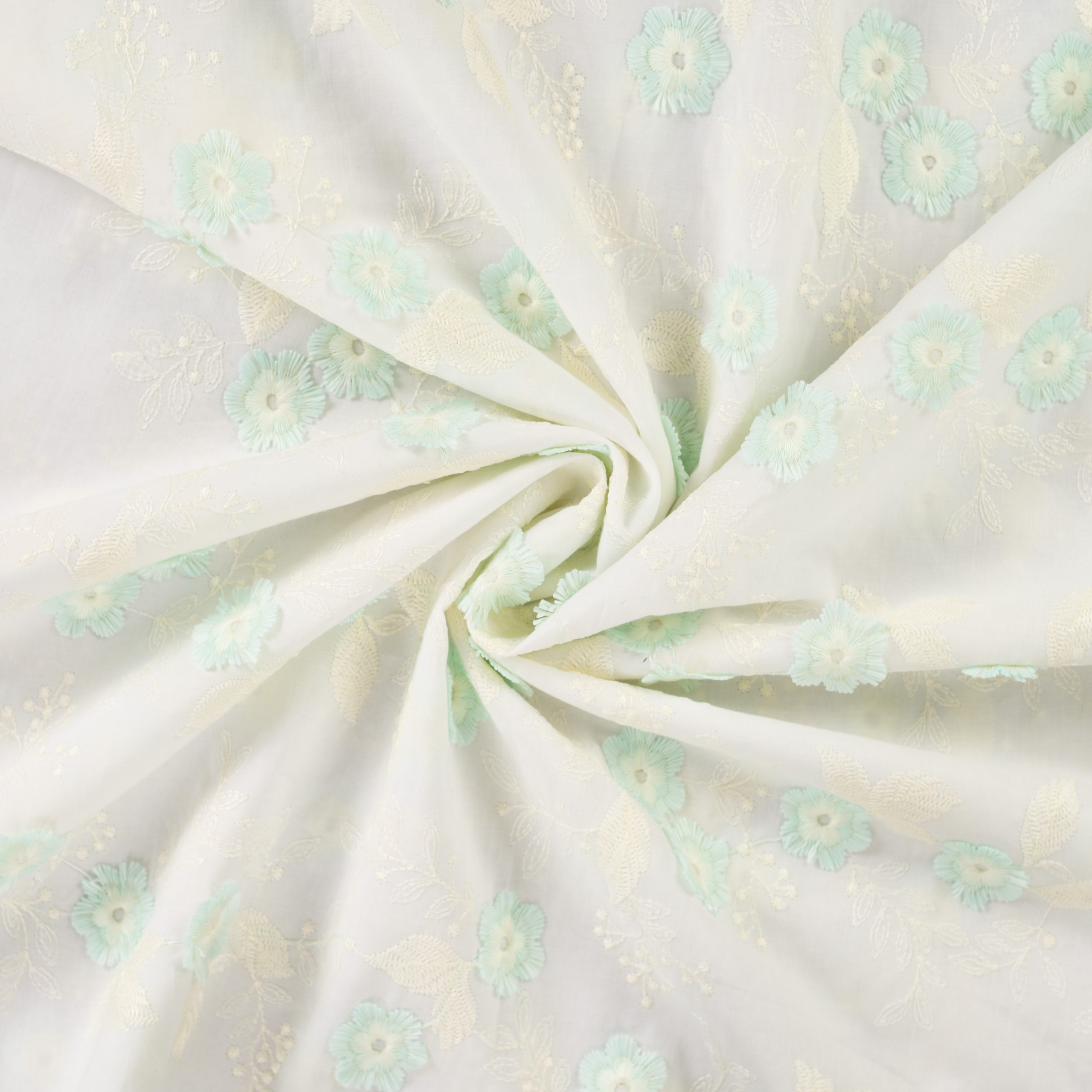 Katoenen Embroidery Bloemen Mint Afbeelding 3