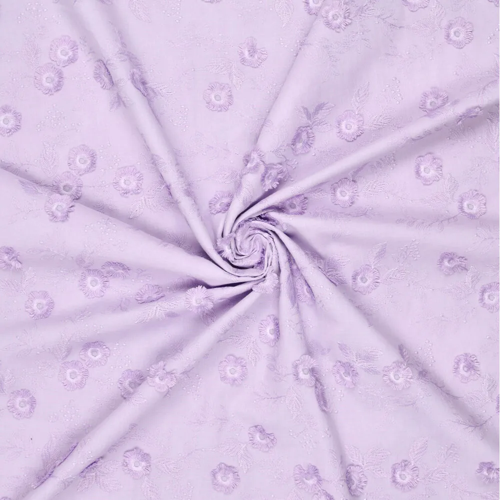 Katoen Broderie Lilac Blossom Afbeelding 2