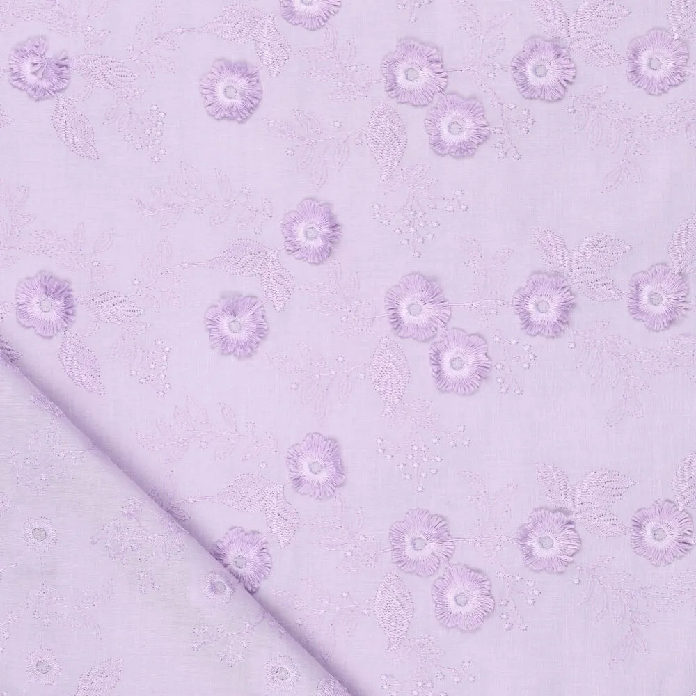 Katoen Broderie Lilac Blossom Afbeelding 3