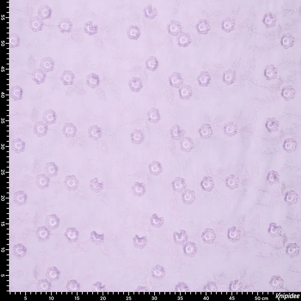 Katoen Broderie Lilac Blossom Afbeelding 4