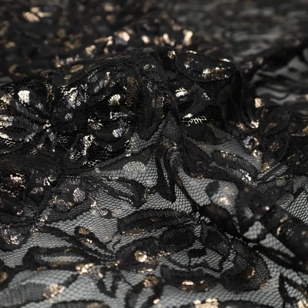 Foil Lace Midnight Gold