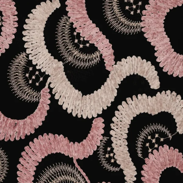 Mesh Chenille Embroidery Blush Noir