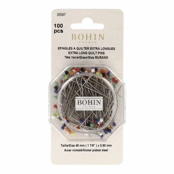 Bohin Glaskopspelden extra lang 0,8mm  100stk