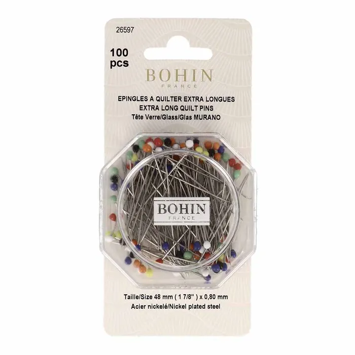 Bohin Glaskopspelden extra lang 0,8mm 100stk