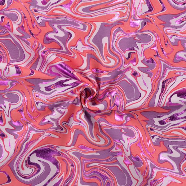 French Terry Foil – Pink Marble