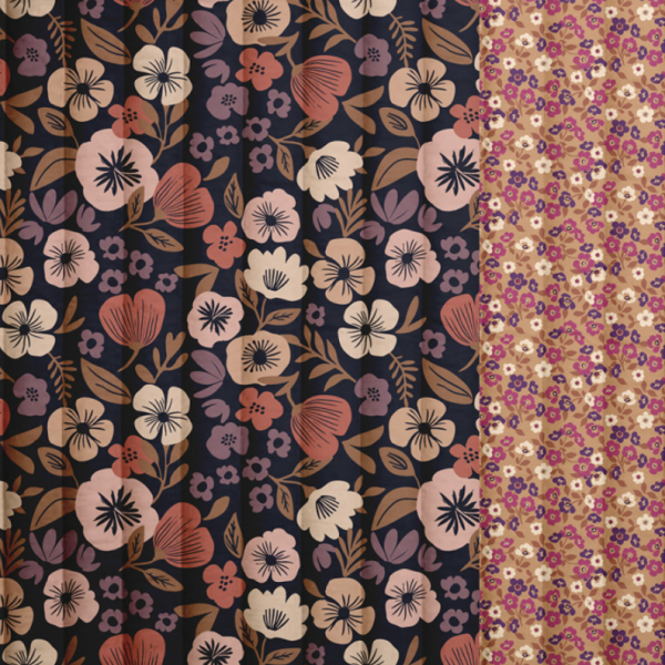 Gewatteerde stof Double Sided Flowers