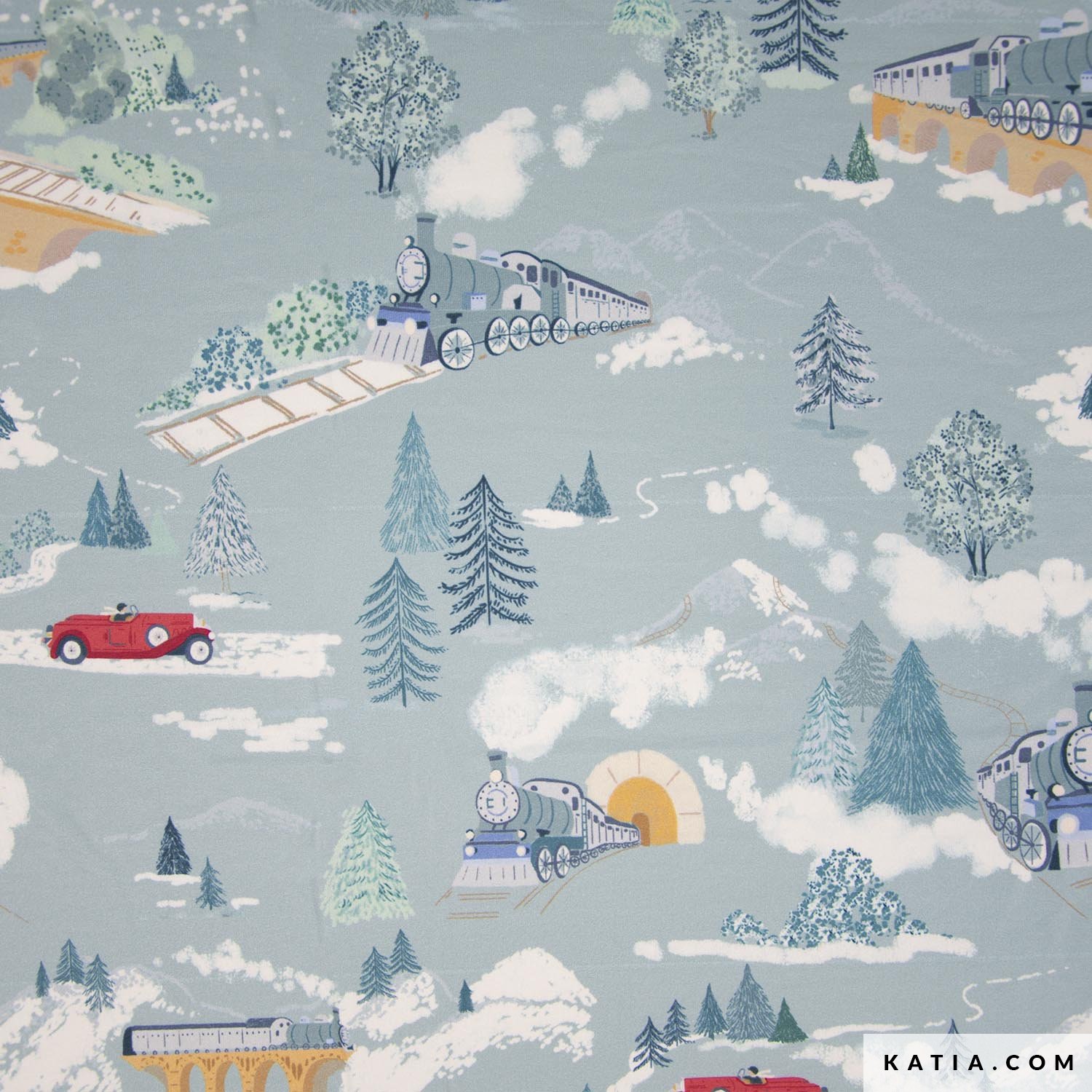 🚂 Brushed Jersey – Winter Train Adventure